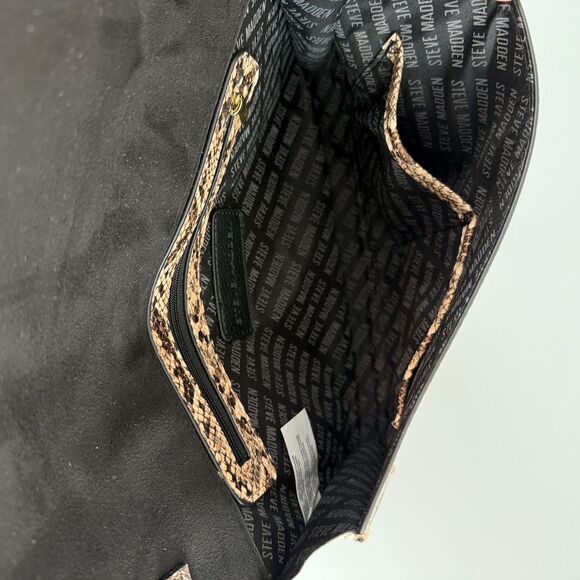 Steve Madden Women's Snake Skin Crossbody Purse Bag Handbag Gold Chain Strap - Picture 6 of 12